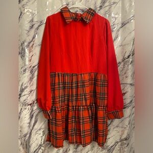 Red and plaid festive dress for women size XL never worn